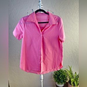 Pink button up size S NWOT Cotton & Flax Blend